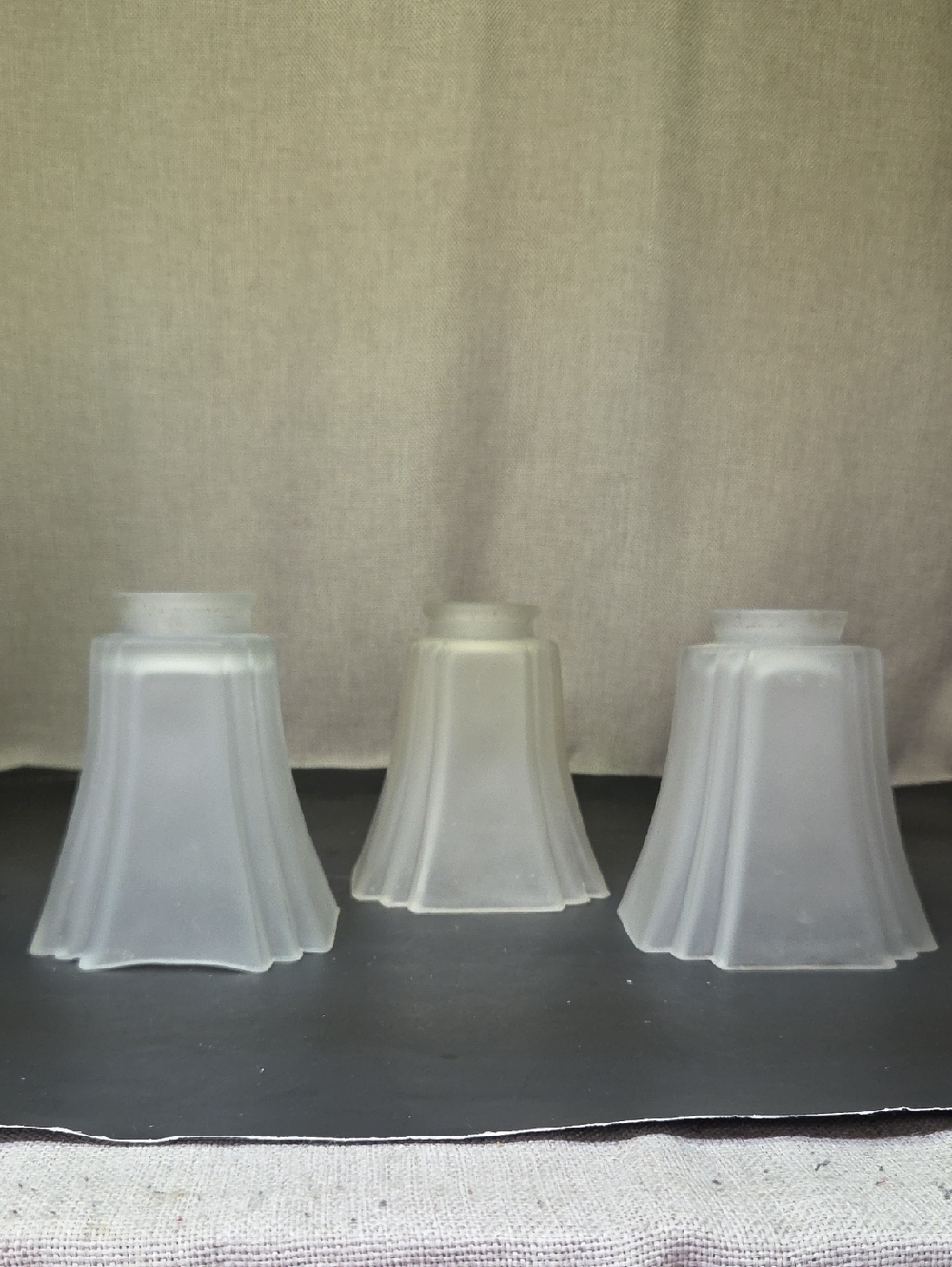 Set of 3 Bell Flared Shape 5 inch, Frosted, Fluted Lamp Light Shade, 2" Fitter